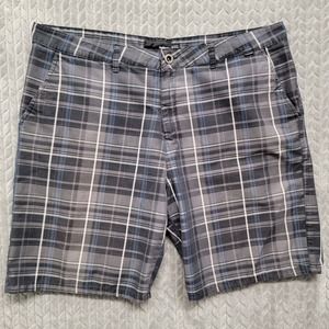 HURLEY Reagan Short Mens 38 Casual Dark Plaid Golf Beach MW606RES